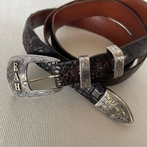 Rewards Genuine Hornback Alligator Belt Whith Sterling Silver Handmade Rare